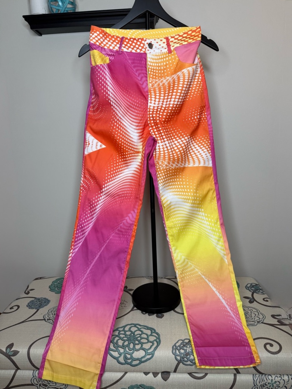 Finesse Gradient Pink Orange Yellow Straight-Leg Pants